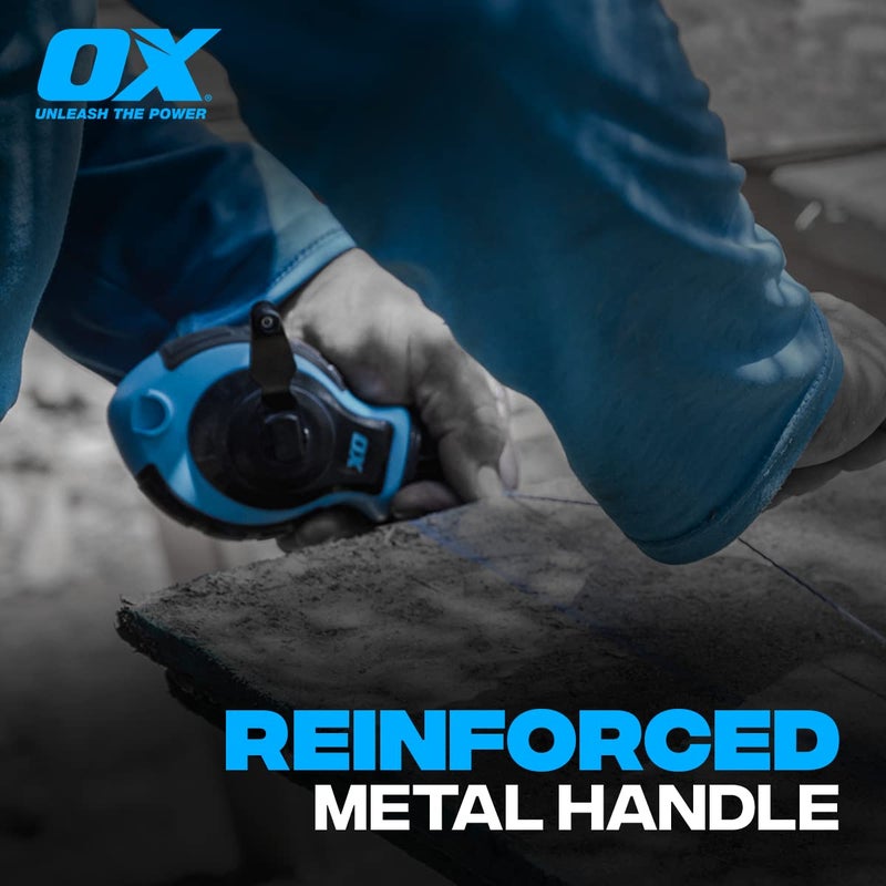 OX Tools OX-P027731 Chalk Line - 100' Thick Line, Curved Hook, 6:1 Gear Ratio, Metal Handle, Easy Top Load, Ergonomic Shape & Rubber Grips - Ideal for Deck Builders, Framers, Roofers - Image 4